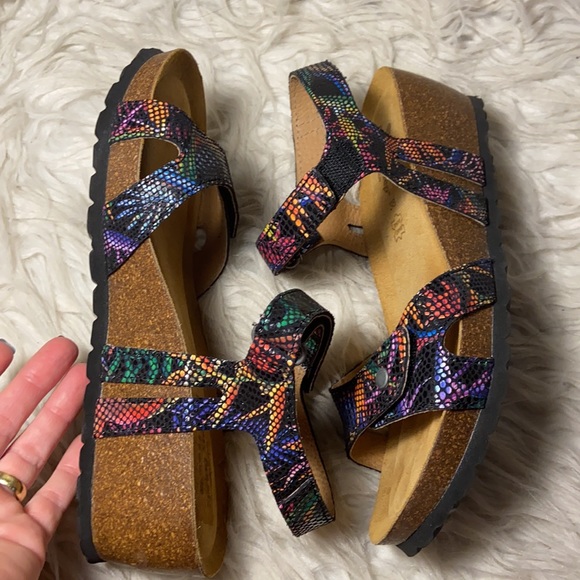 Like new Spring Step Charanga Wedge Sandals Multi color Leather - Picture 7 of 13